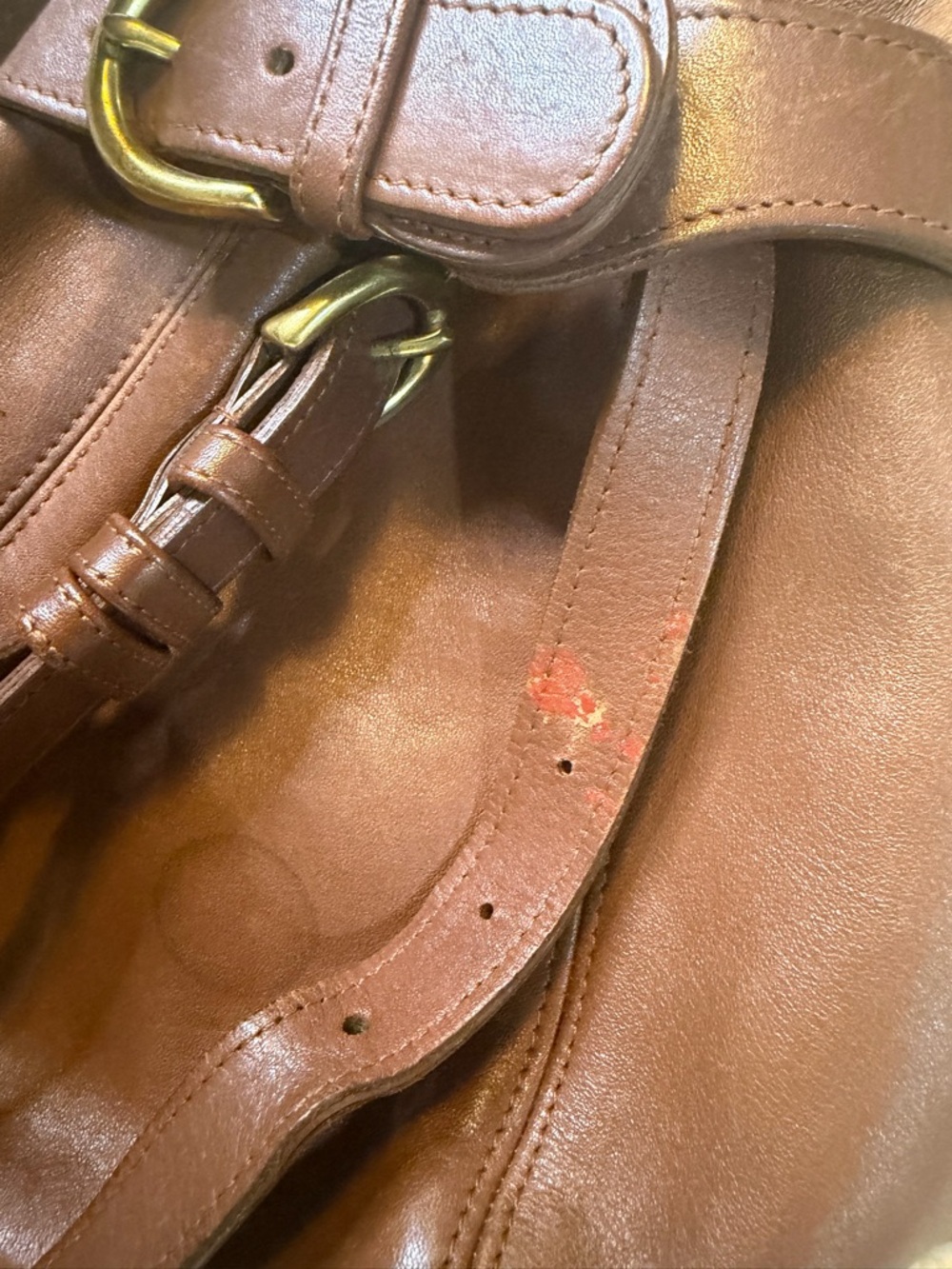 Vintage Coach BELTED BUCKET POUCH Soho 4156 Tanned Leather 90s Crossbody Bag - Picture 15 of 16
